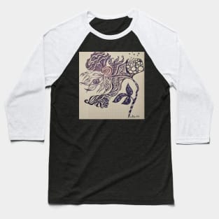 Fantasy Doodle Flower Baseball T-Shirt